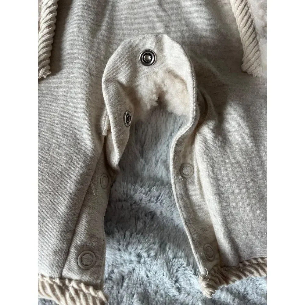 H&M Adorables Wool Teddy Sherpa Baby Bunting Hooded Cream Nordic NB 0-2M